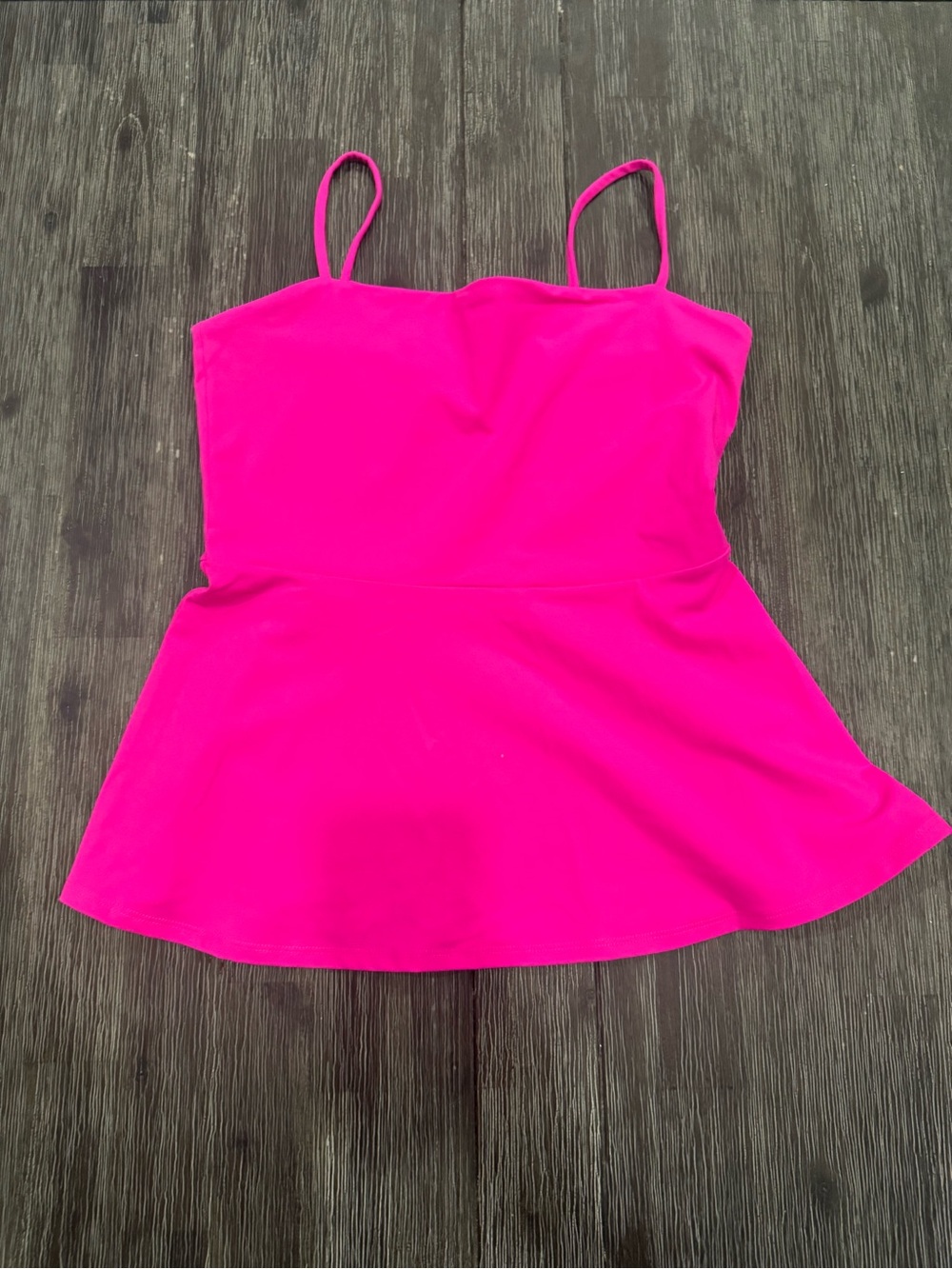 Women’s Hot Pink Spaghetti Strap Peplum Tank Top